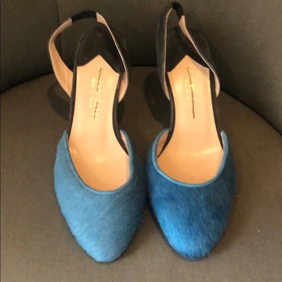 Carmen Salas Anthropologie Blue Slingback Pumps - Picture 6 of 8